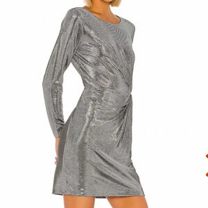 BB Dakota Dress What's Your Shine Metallic Long Sleeve in Gunmetal Size XS NWT